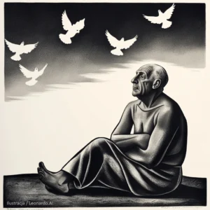 Ilustracja - AI Art - do tekstu Picasso Gołębie