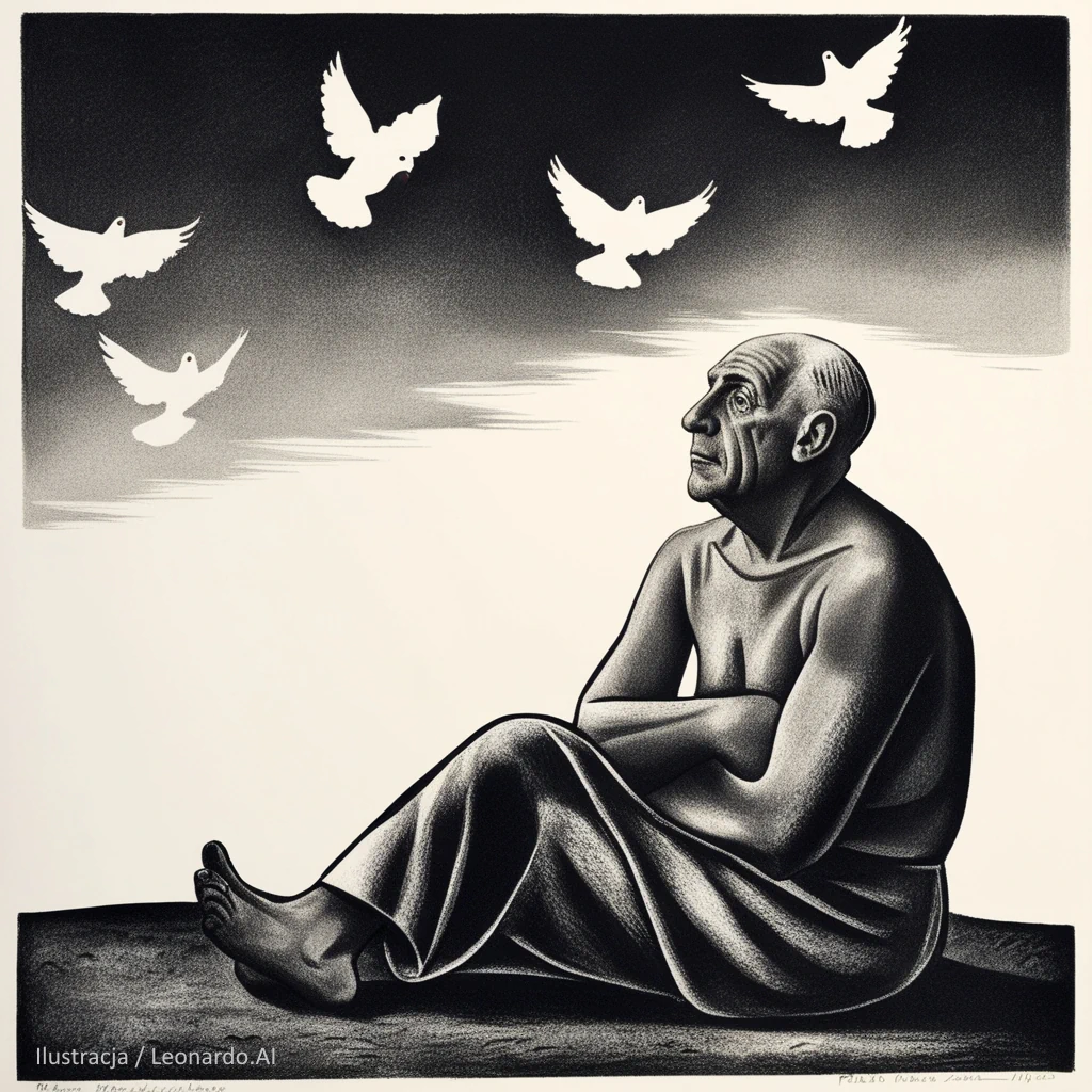 Ilustracja - AI Art - do tekstu Picasso Gołębie